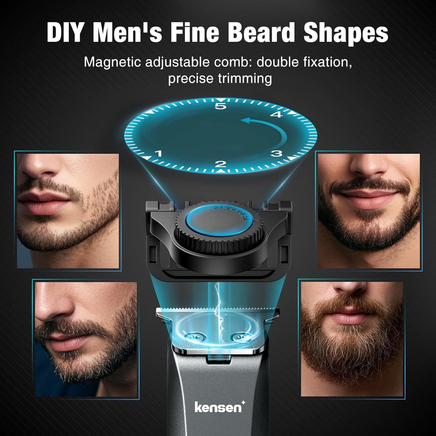 KENSEN Beard Trimmer for Men, 9 Length Adjustable Blade