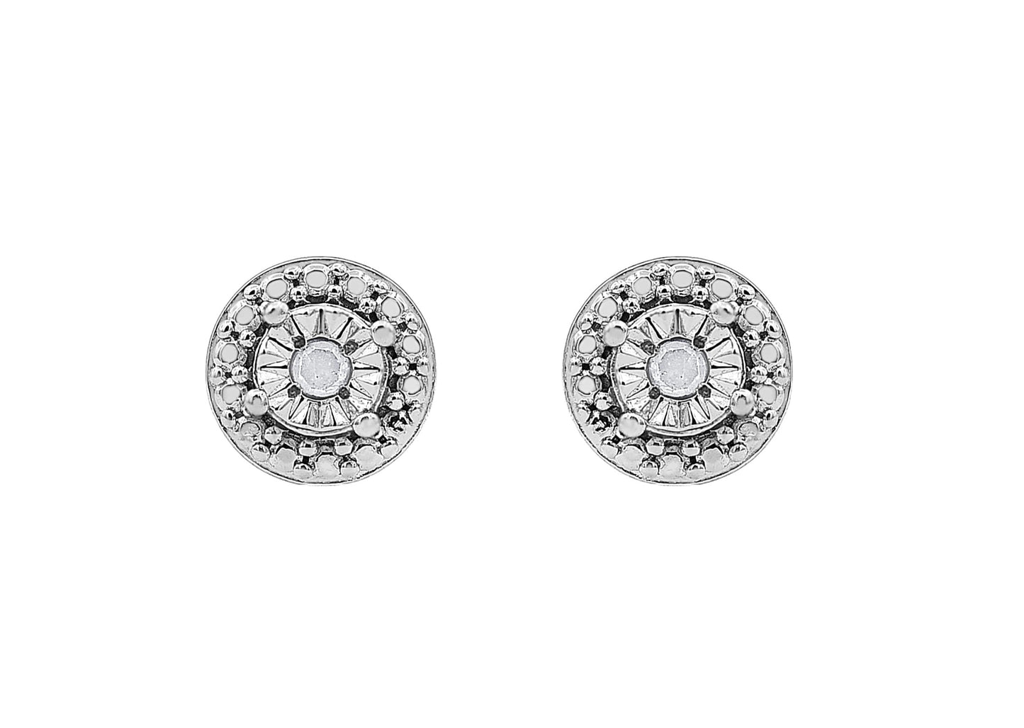 Diamond Accent Miracle Plate Set Stud Earrings in 925 Sterling Silver