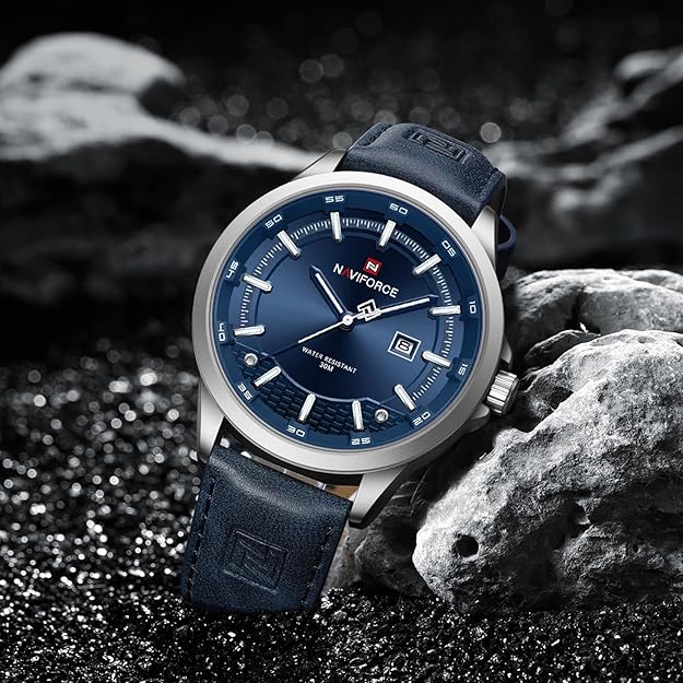 NAVIFORCE Watch Men's Minimalist Waterproof Quartz -Silver Blue