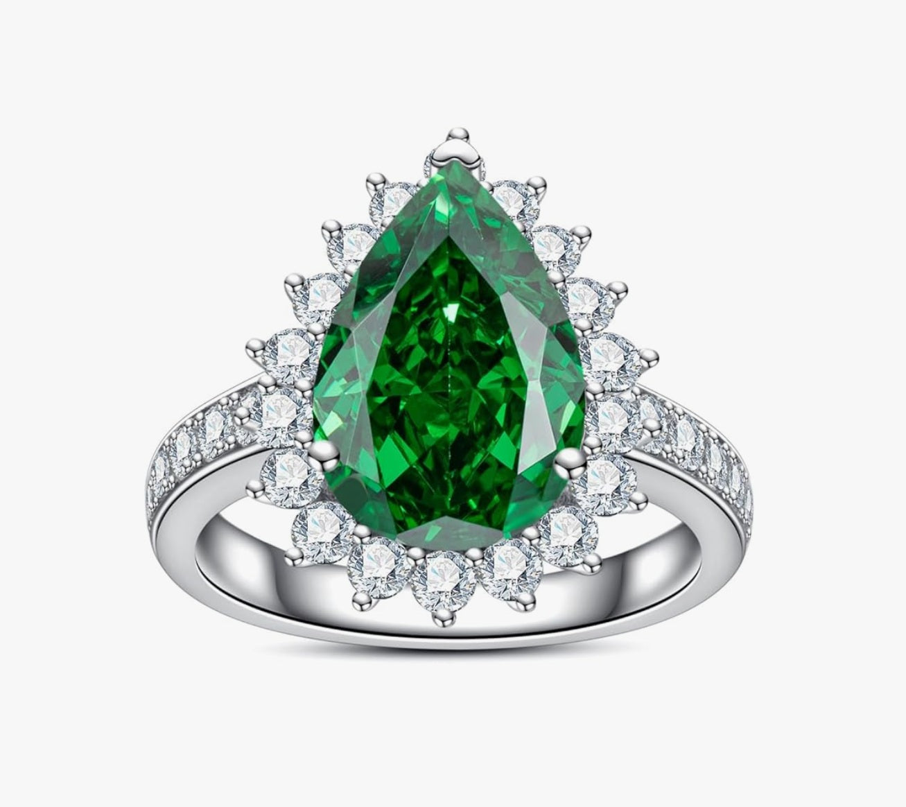 9.148cttw Cubic Zirconia Engagement Ring Pear Crushed Ice Cut 5A Grade - Size 6.5