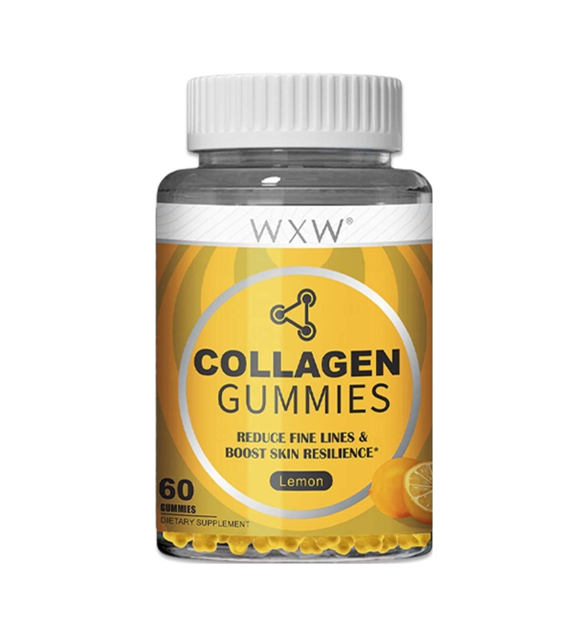 Collagen Peptides Gummies Non-GMO Anti-Aging Formula, Lemon- 60 pcs