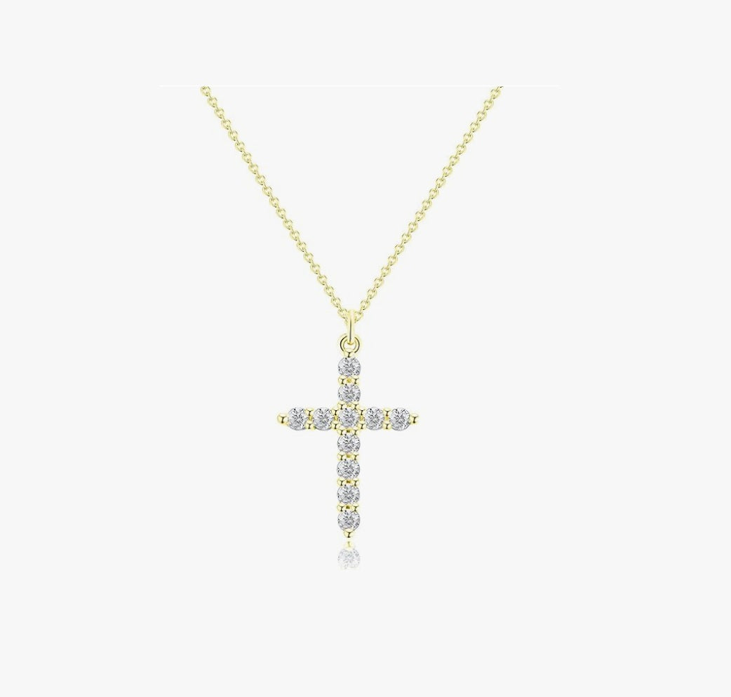 Gold Cross Necklace for Women Silver Plated Dainty
