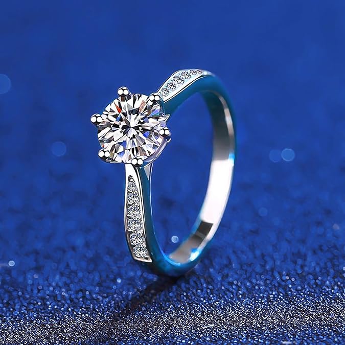 Women's Promise Ring, 1.0 CT S925 Sterling Silver - Size 6.5