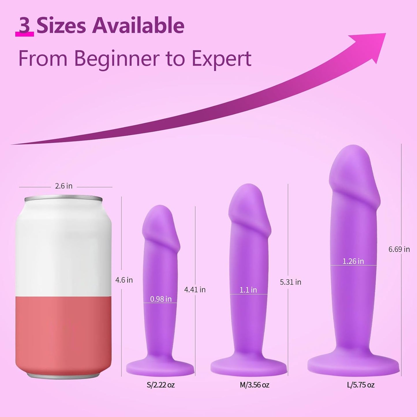 Anal Plug Butt Plug Training Kit, 3 PCS Dildo Trainer Kit for Beginners