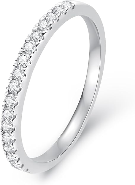 Moissanite Wedding Band Wedding Rings for Women 925 Sterling Silver - Size 6.5