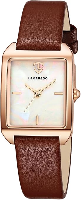 Watch for women Leather Strap Waterproof Analog - Shell Coffee