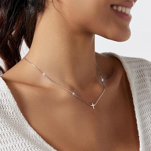 Cross Necklace for Women Dainty 14K Gold Silver Plated