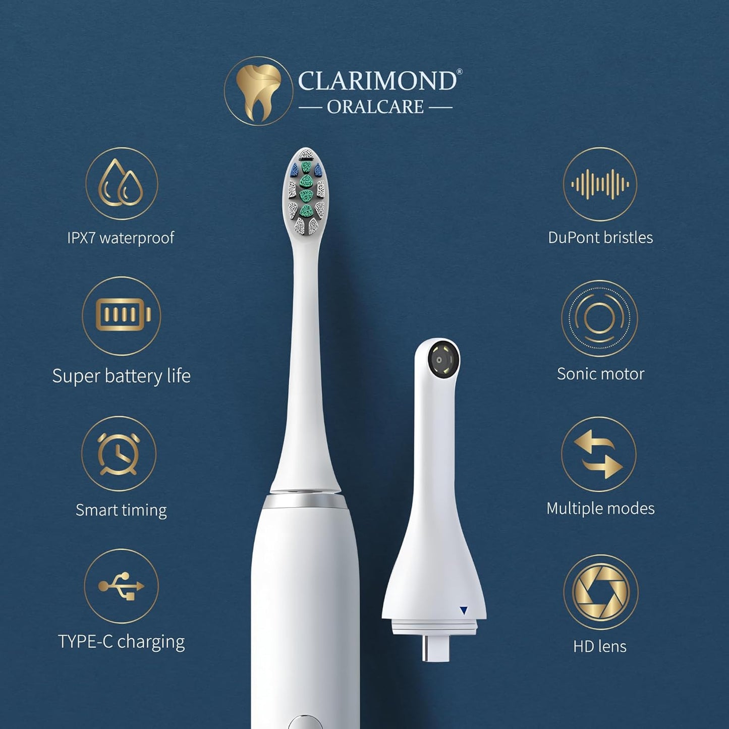 Electric Toothbrush White Ultimate Edition Advanced Deep Clean with HD Camera