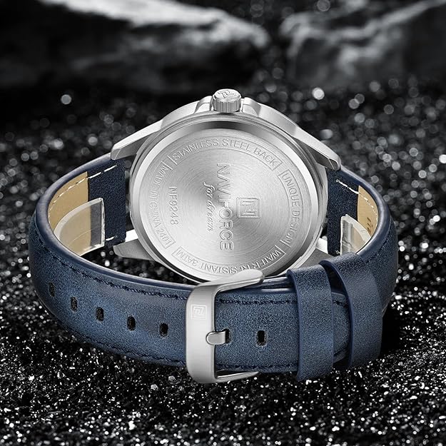 NAVIFORCE Watch Men's Minimalist Waterproof Quartz -Silver Blue