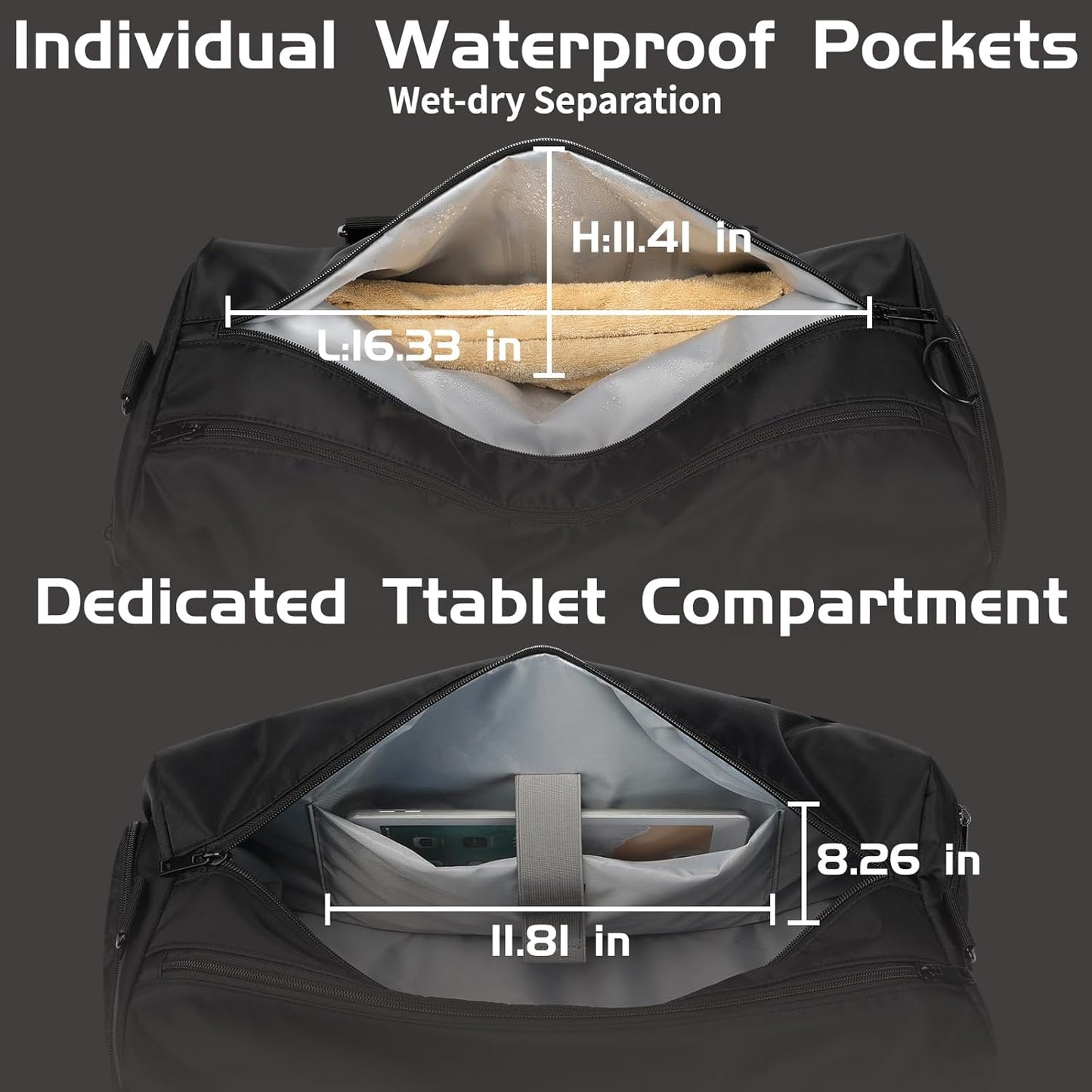 Gym Bag with Ventilated Shoe Compartment - 26L Water-Resistant