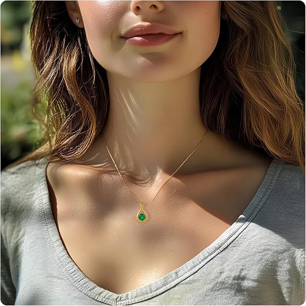 Women Sterling Silver Dainty Infinity Necklace Birthstone - May