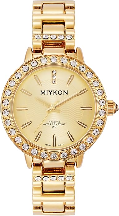 Watch for Women Genuine Crystal Classic Bracelet - 100ft Water Resistant 34.5mm - GOLD
