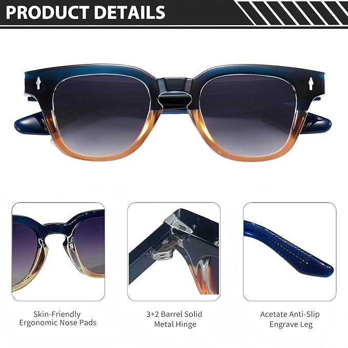ROCKNIGHT Designer Acetate Classic HD Polarized Sunglasses UV400
