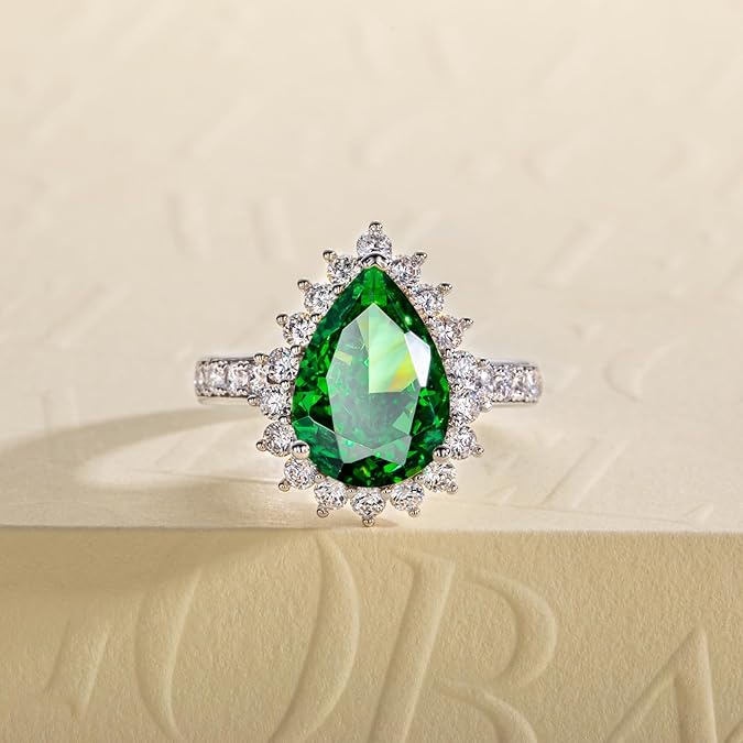 9.148cttw Cubic Zirconia Engagement Ring Pear Crushed Ice Cut 5A Grade - Size 6.5