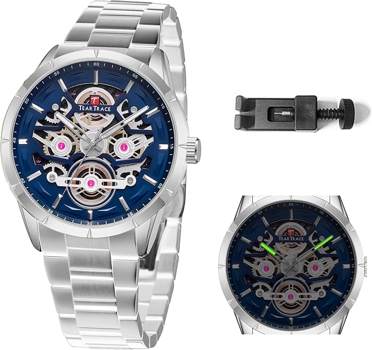 Watch Men Luxury, Quartz Movement, Waterproof, 46 mm- SILVER/BLUE