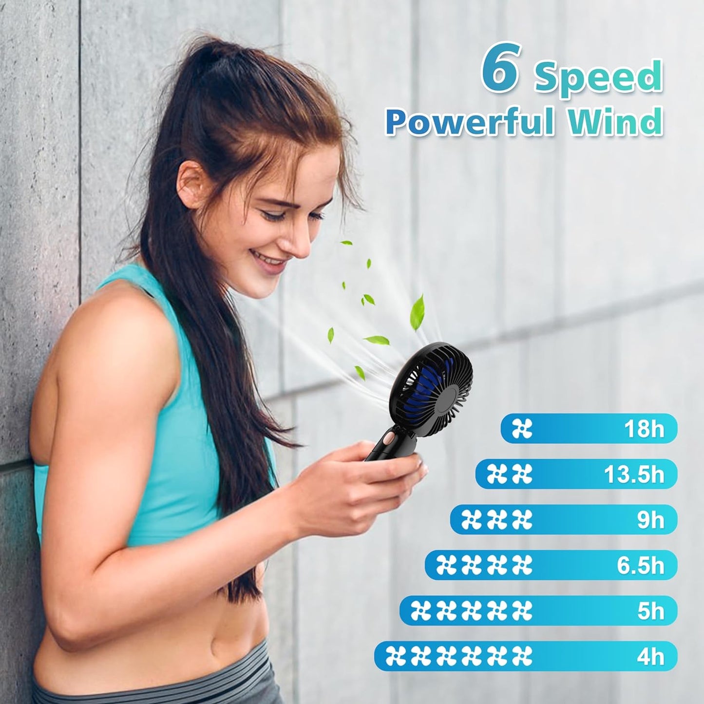 Fan Portable with LED Display,3-in-1 180° Foldable with 6 Speed