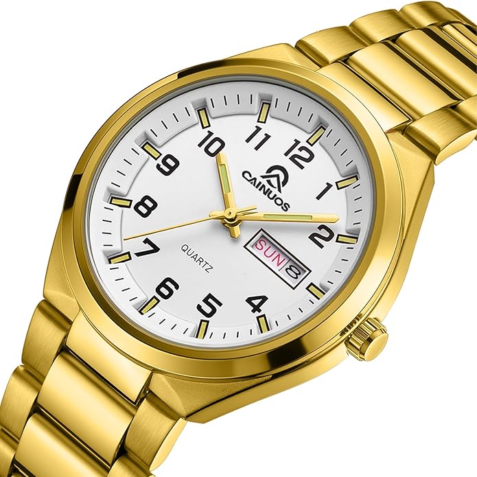 Men's Quartz Watch, Gold Stainless Steel Bracelet 36mm