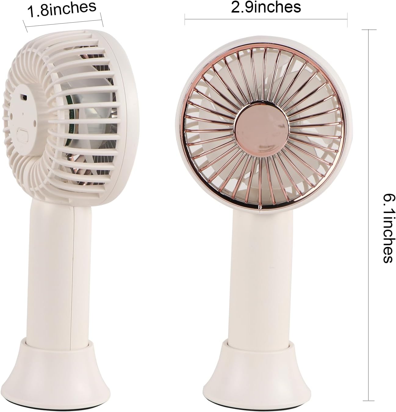 Fan Portable with Base, 3000mAh Battery USB Rechargeable Small - White