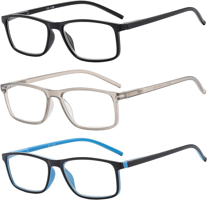 Reading Glasses for Men Women, Blue Light Blocking - 3 Pack (1.5x)
