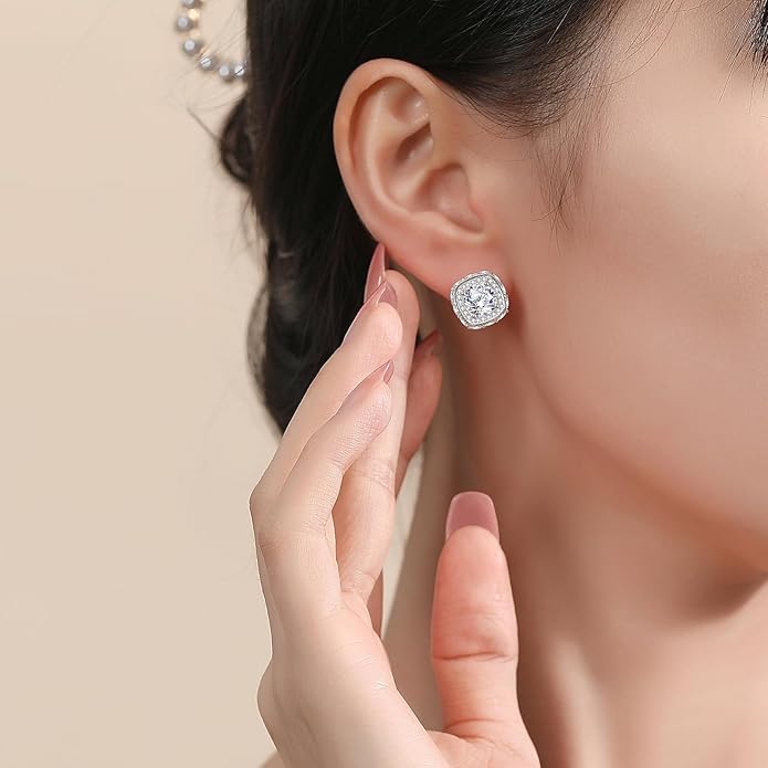 Moissanite Earrings for Women Men,S925 Sterling Silver 3.6 Carat