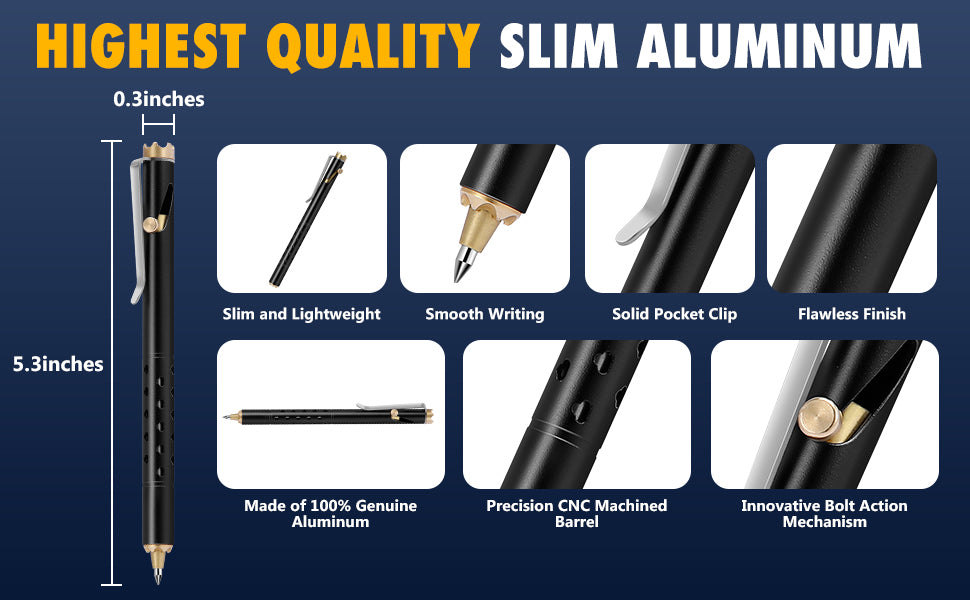 Pen Premium Slim Bolt Action, Professional and Lightweight Aluminum Pen