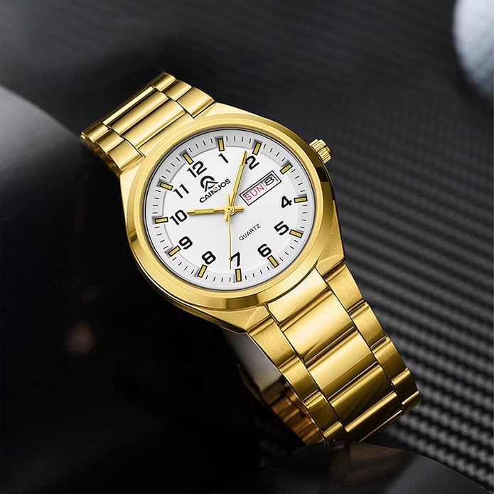 Men's Quartz Watch, Gold Stainless Steel Bracelet 36mm