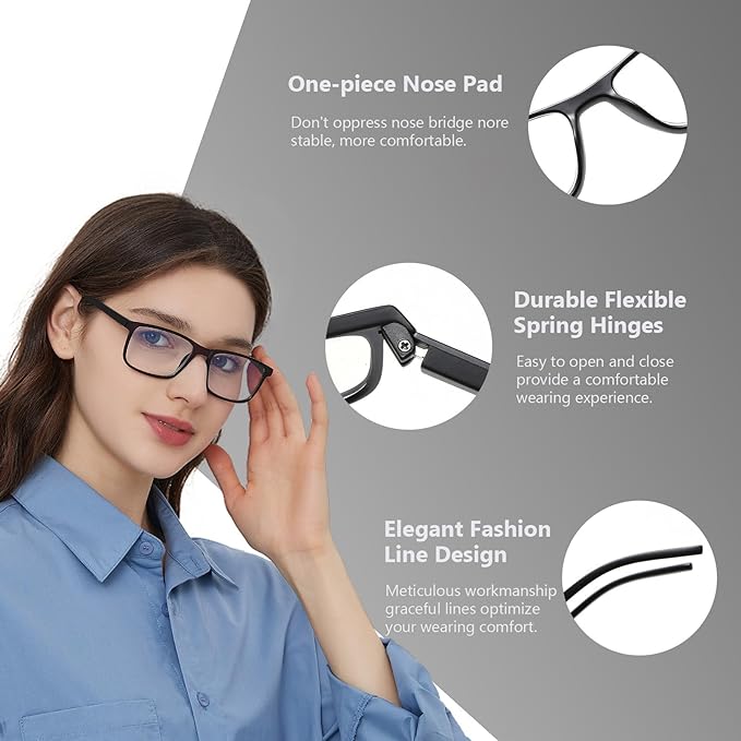 Reading Glasses for Men Women, Blue Light Blocking - 3 Pack (1.5x)