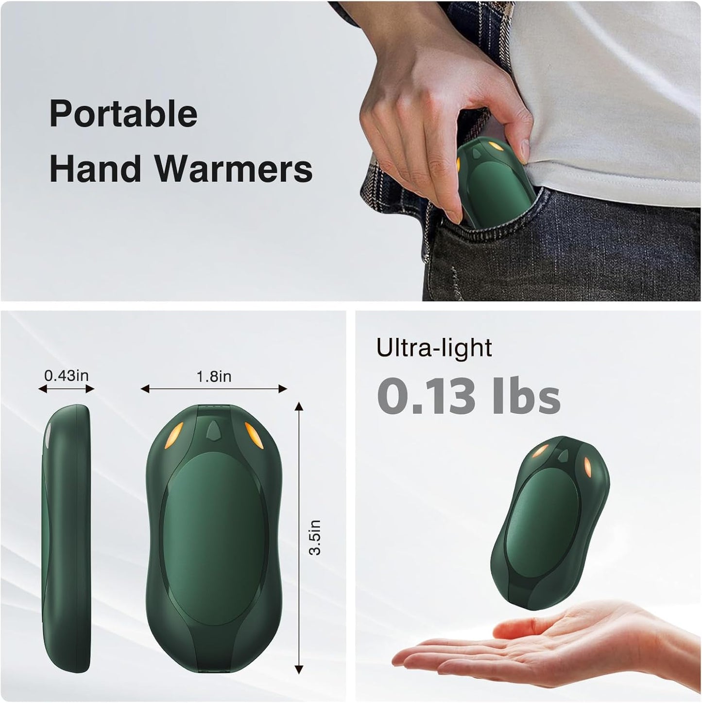 Hand Warmers Rechargeable Electric Hands Warmer - GREEN