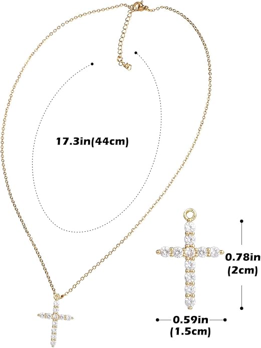 Gold Cross Necklace for Women Silver Plated Dainty