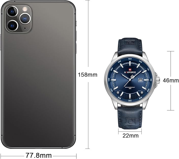 NAVIFORCE Watch Men's Minimalist Waterproof Quartz -Silver Blue