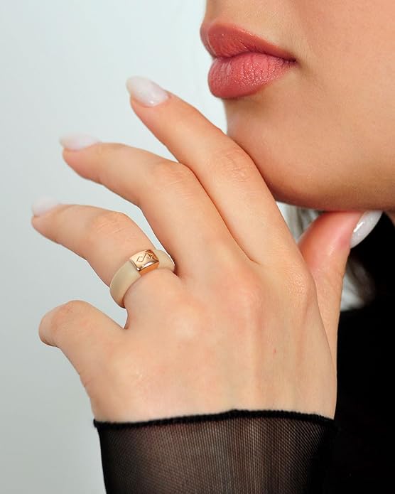 Rinfit Silicone Ring Gift Set for Women – 6 Sizes (5-10) Nude & Metal Rose