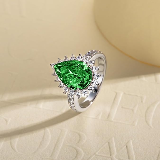 9.148cttw Cubic Zirconia Engagement Ring Pear Crushed Ice Cut 5A Grade - Size 6.5