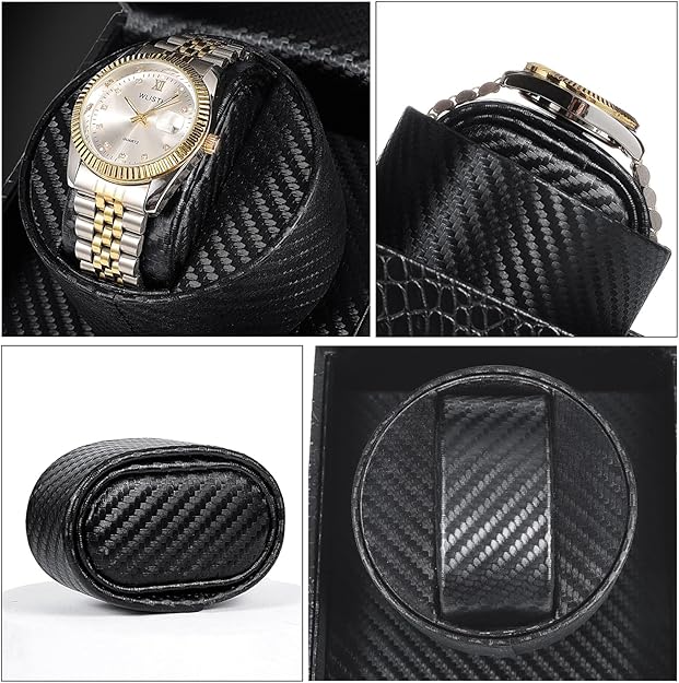 Single Watch Winder, Black Watch Winder Crocodile Pattern Leather