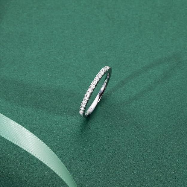 Moissanite Wedding Band Wedding Rings for Women 925 Sterling Silver - Size 6.5