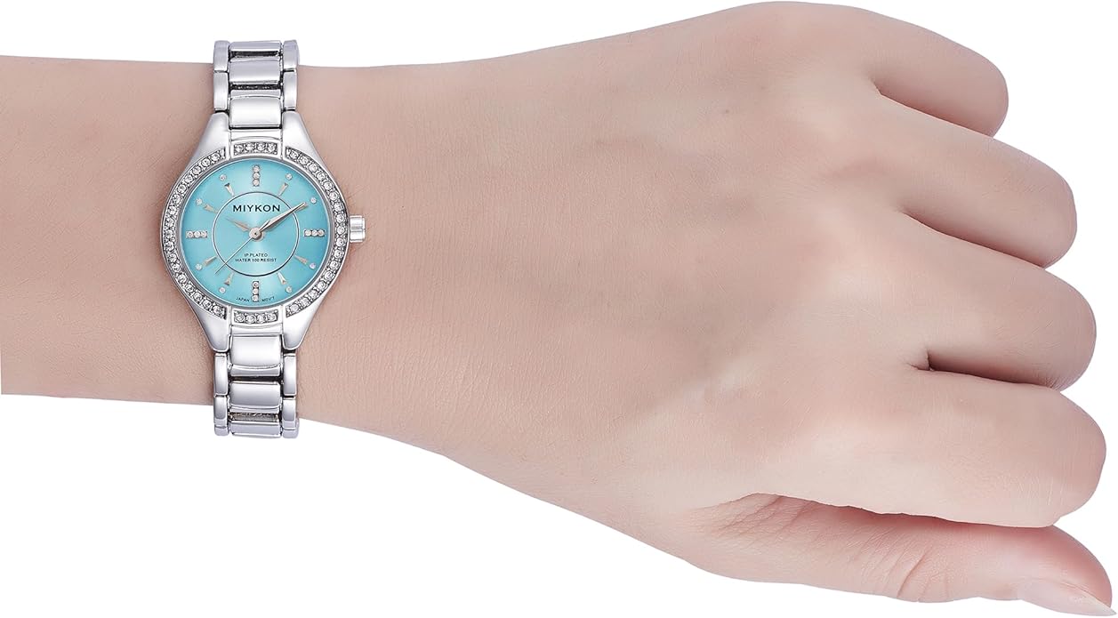 Watch Women Genuine Crystal Chic Bracelet Water Resistant 27mm - Silver/Blue