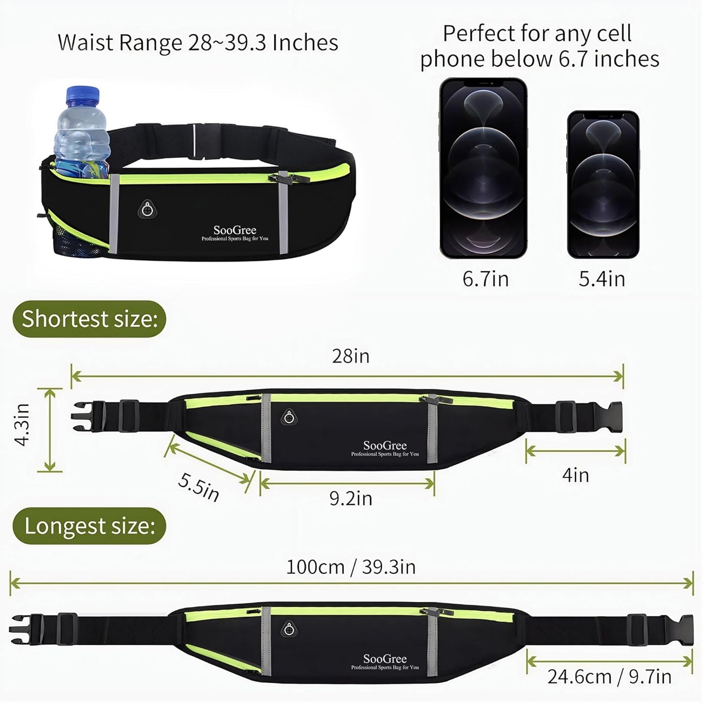 Fanny Packs, Running Belt Pack - BLACK