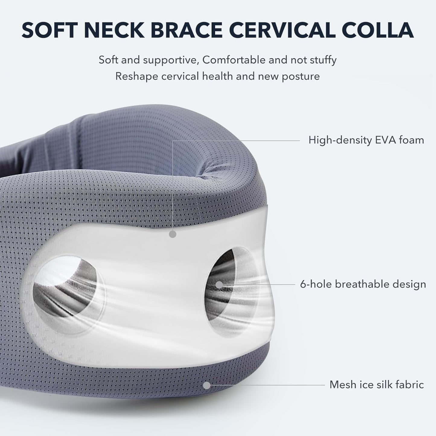 Soft Neck Brace Cervical Collar for Neck Posture Relief Pain - LARGE
