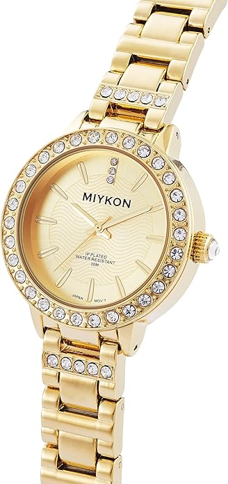 Watch for Women Genuine Crystal Classic Bracelet - 100ft Water Resistant 34.5mm - GOLD