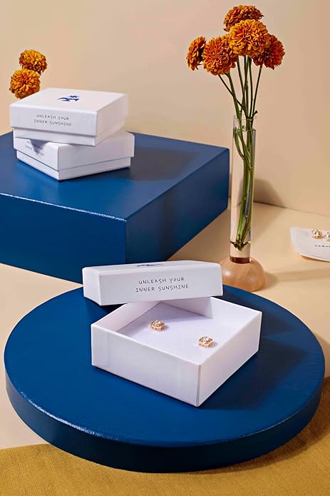 Summer Shower - 18K Gold Plated 6mm Square Zirconia Stud Earrings, 22g