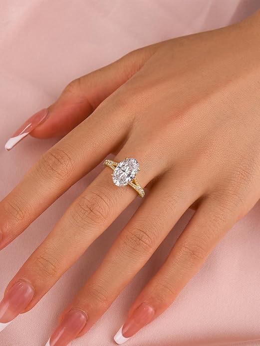 Ring 3.5 Carat Oval Cut with Split Shank, 5A Cubic Zirconia - Size 6