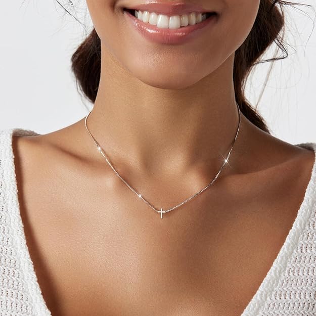 Cross Necklace for Women Dainty 14K Gold Silver Plated