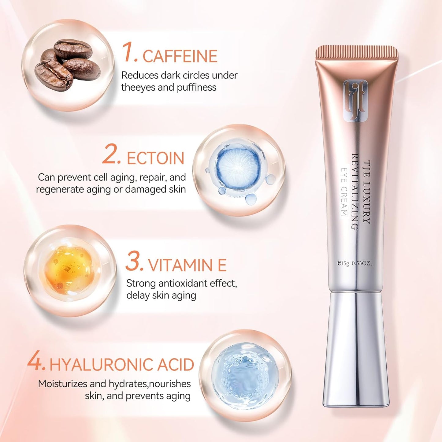 Eye Cream Caffeine, Dark Circles Under Eye Treatment with Ectoin