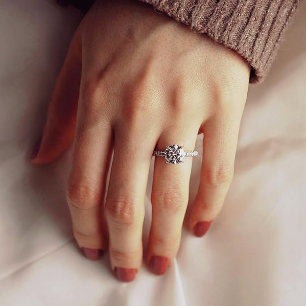 Cubic Zirconia Engagement Ring,VVS1 Clarity 1.5CT Lab Created Diamond- Size #6