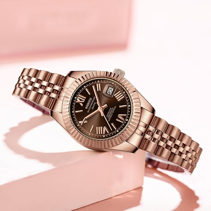 Watch for Women Analog Quartz Waterproof 28mm - ROSE/BROWN