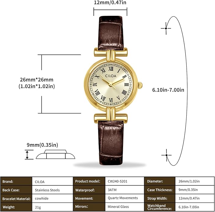 Watch for women Leather Strap Waterproof - Brown