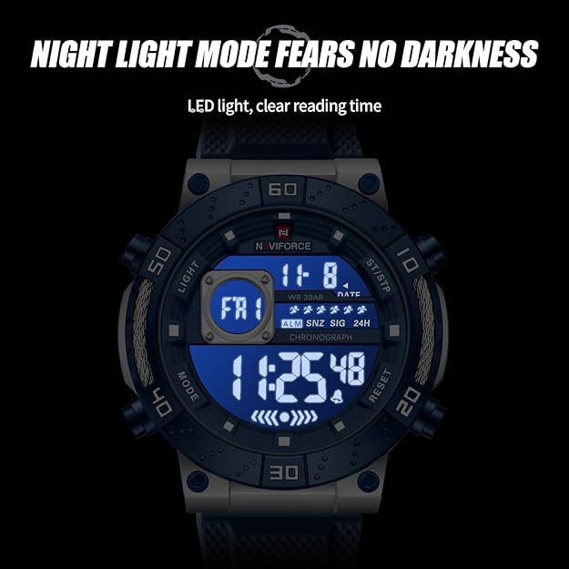 NAVIFORCE Fashion Men Digital Wrist Watch Military - BLUE