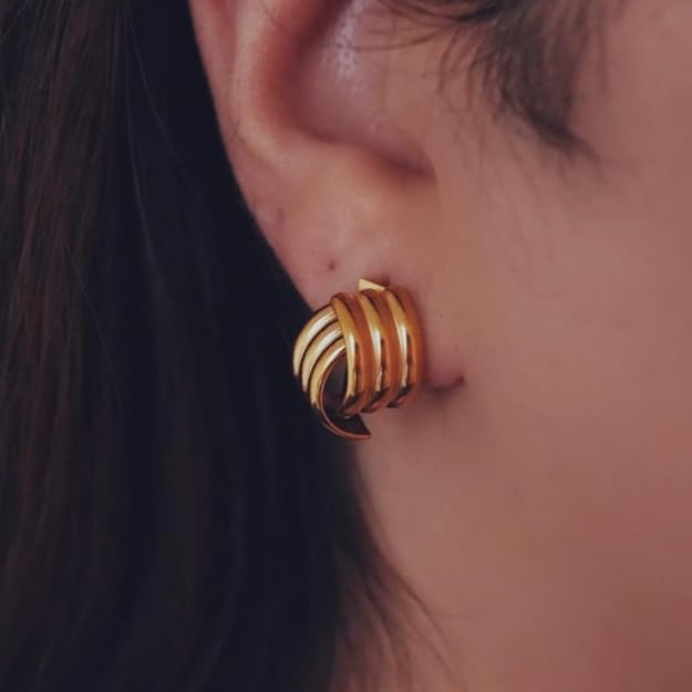 LUVA Knot Stud Earrings for Women, 18K Gold Plated