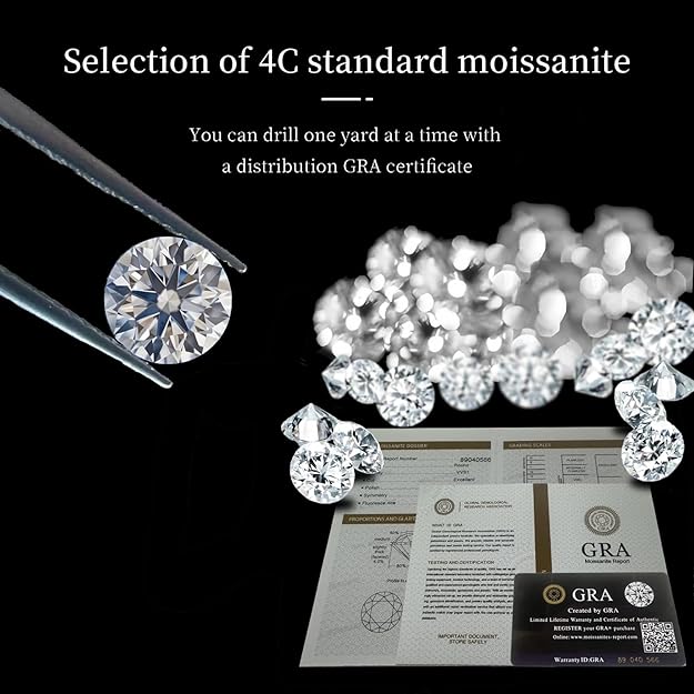Four Leaf Clover Moissanite Stud Earrings for Women, D Color VVS1 Round Cut