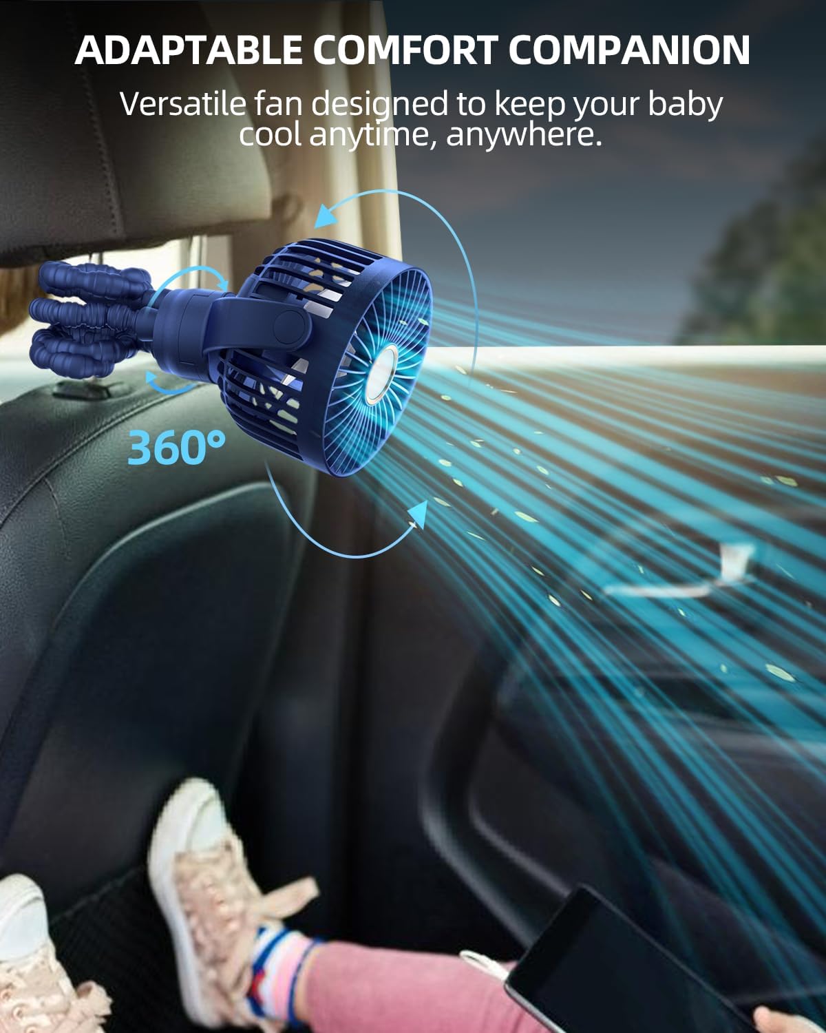 Fan Portable, 3 Speeds Personal Fan with Rotatable Handheld Rechargeable