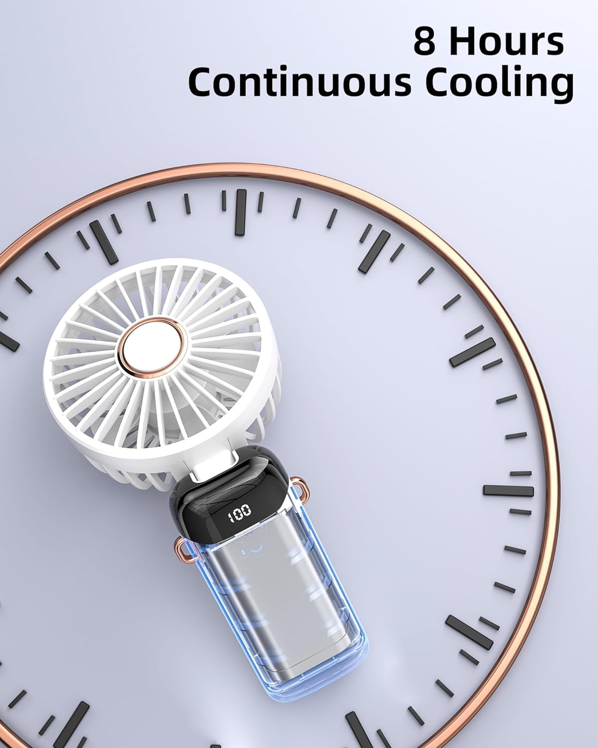 Fan Portable , Battery Operated Fan with Base - Rechargeable (WHITE)